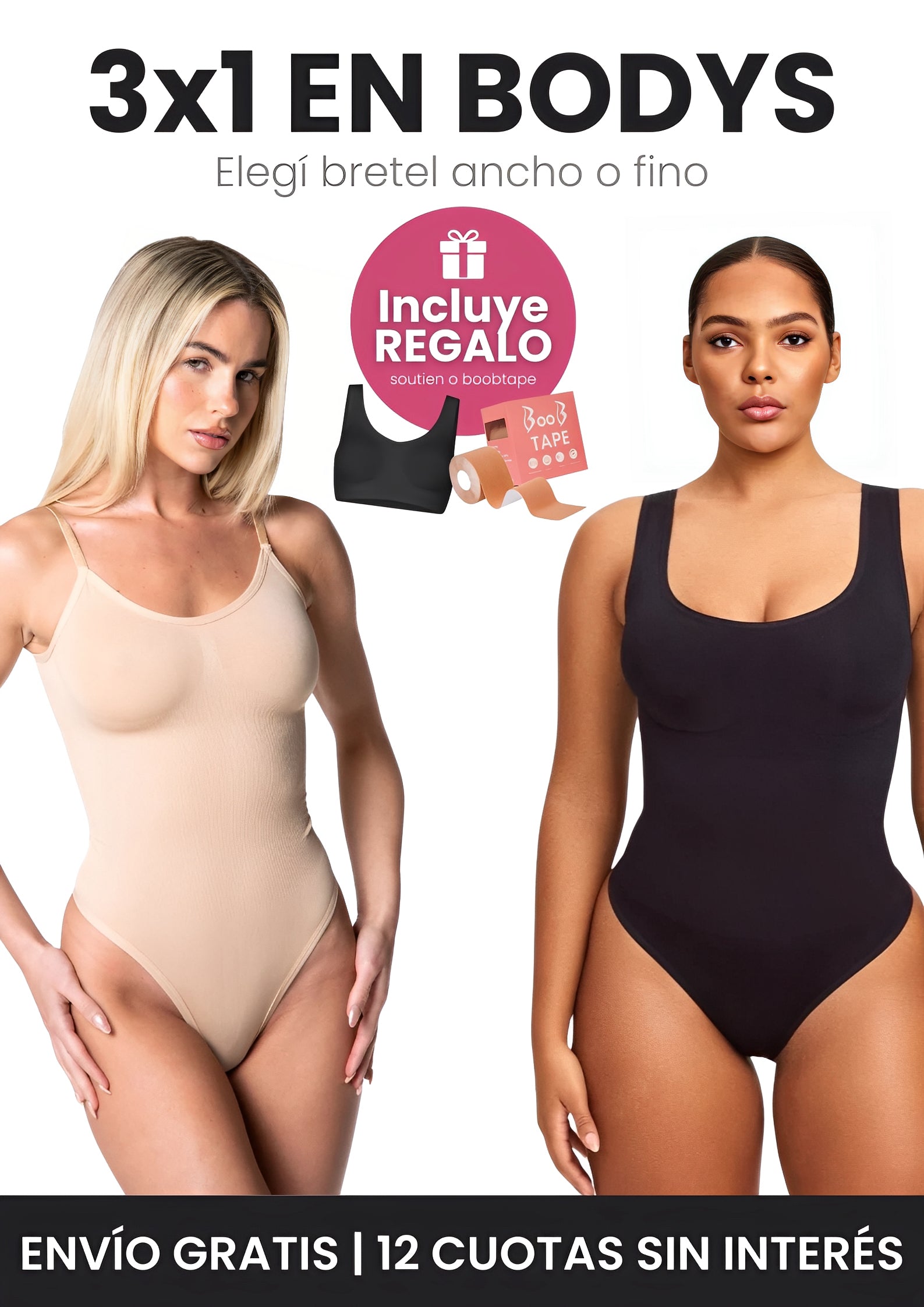 3x1 en Bodys Modeladores + Boob Tape de Regalo